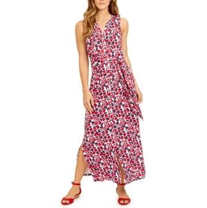 Charter Club red & blue floral buttoned maxi dress